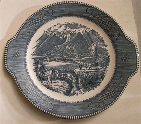 Currier And Ives The Rocky Mountains Usa Royal China Tabbed Serving