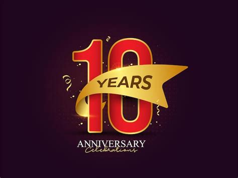 Premium Vector 10 Years Anniversary Celebrations Logo With Ribbons