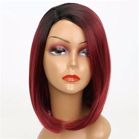 Red Bob Wig Inch Synthetic Wigs Straight Hairstyles Synthetic Wigs Wigs For Black Women