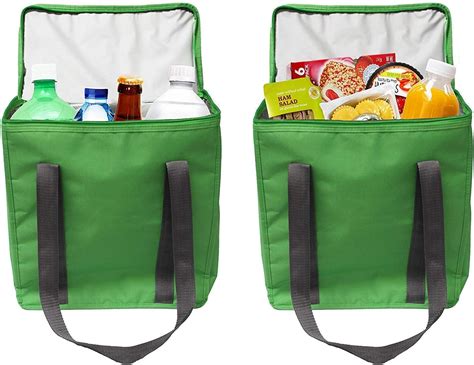 Earthwise Large Insulated Grocery Bag Shopping Tote Cooler With Zipper Top Lid Keeps Food Hot Or