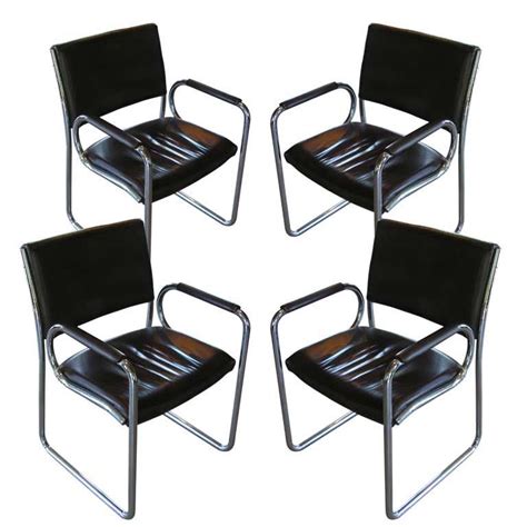 Rdt037 dark grey modern chair h:770 w:460 d:570mm. Vintage Leather and Chrome Dining Chairs, c. 1970's For ...