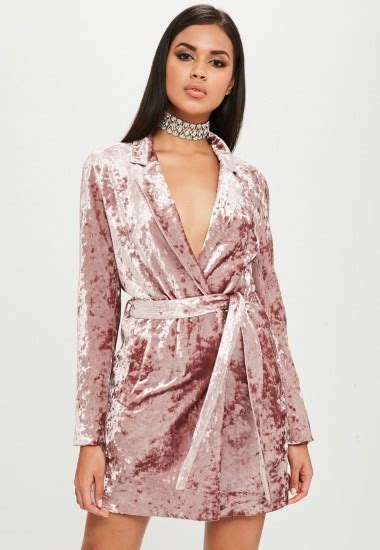 Carli Bybel X Missguided Pink Crushed Velvet Wrap Dress Plunge Front