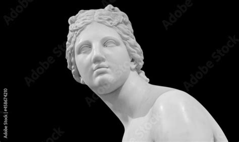 Gypsum Copy Of Ancient Statue Venus Head Isolated On Black Background