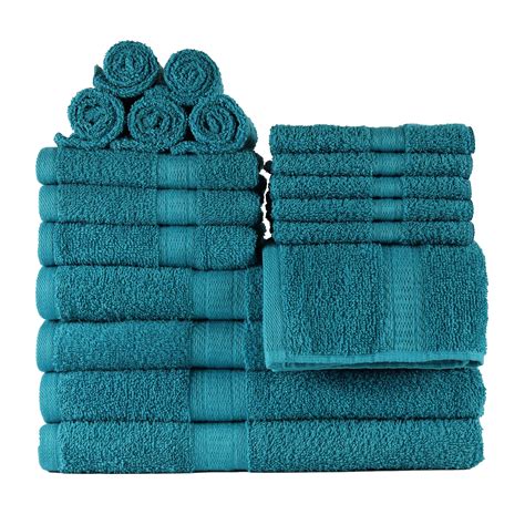 Mainstays Basic Solid Piece Bath Towel Set Collection Turquoise