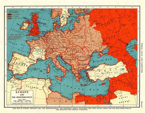 1943 Antique Wartime Europe Map Vintage Map Of Europe The Etsy