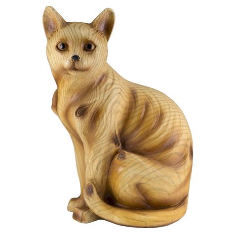 Cat Figurine Faux Carved Wood Look 8 Wood Carving Designs Carving
