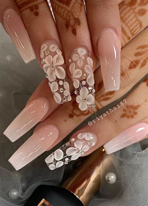 48 Most Beautiful Nail Designs To Inspire You Floral Embellishment