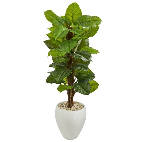 Nearly Natural 5 Ft Artificial Large Leaf Philodendron Plant In White