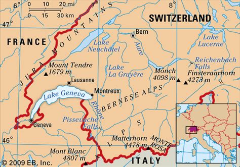 Lake Geneva Europe Map Island Maps