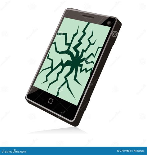 Smart Phone Broken Cracked Screen Stock Illustration Illustration Of