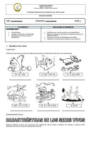 Características De Los Seres Vivos Seres Vivos Seres Vivos