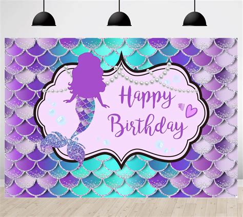 Buy Mermaid Birthday Backdrops For Girls Under The Sea Happy Birthday Party Photography