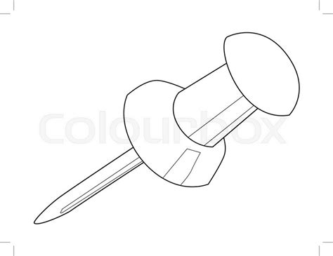 Outline Illustration Of Drawing Pin Stock Vector Colourbox