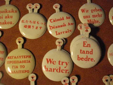 Vintage Avis We Try Harder Tin Pins 20 Languages