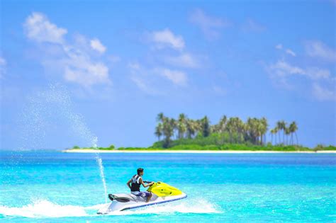 enjoying calm sea and blue sky with a jet ski ride ☀️🕶️ jet ski tour maldives ️ bit ly