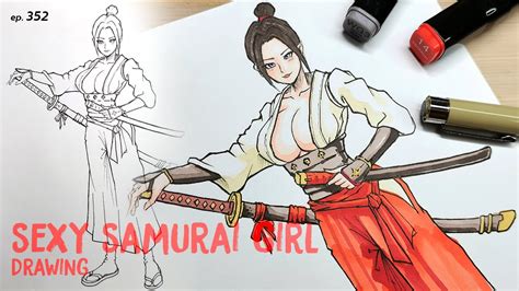 How To Draw Sexy Samurai Girl Manga Style Sketching Anime Character Ep 352 Youtube
