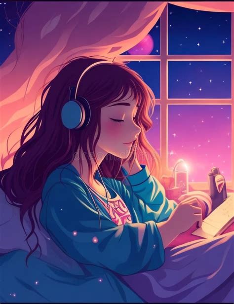 Lofi Music A Beautiful Girl Listening To Music And Sleeping On Bed