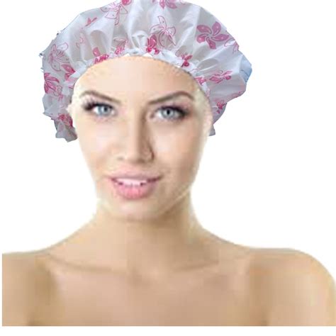 6pc Women Shower Elasticity Hats Redbud Pattern Sanitary Shower Caps