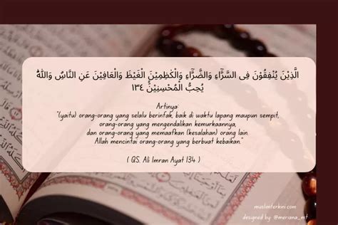 Surah Ali Imran Ayat 134 Arab Latin Dan Artinya Tentang Sifat Sifat