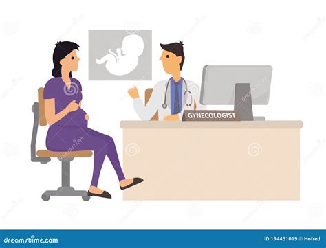 Gynecologist At Hospital Cartoon Illustration