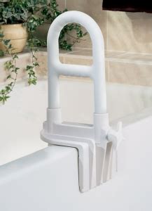 This bathroom tub rail fits most tubs (not for use with fiberglass tubs). Tub Grab Bars | Medline Industries, Inc.