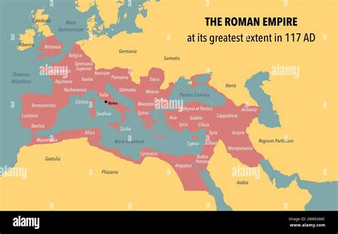 Map Of Roman Empire Territory At Its Peak Stock Photo Alamy