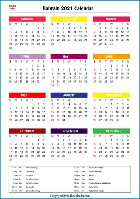 2021 Holiday Calendar Bahrain Bahrain 2021 Holidays