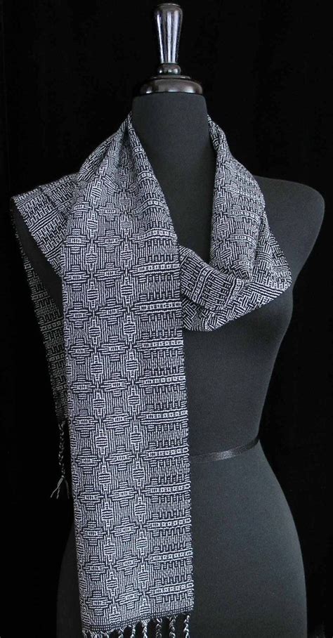 Handwoven Scarf Tencel Wool Silver Black Scarf By Fiberfusion 11000