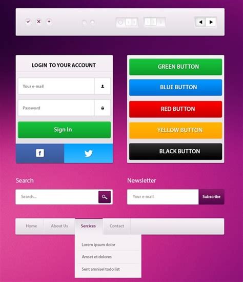 Free Clean And Neat Colorful Ui Kit Psd Titanui