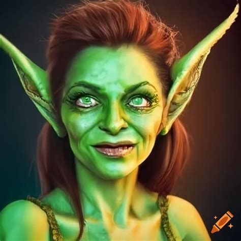 Digital Artwork Of A Friendly Green Goblin Woman On Craiyon