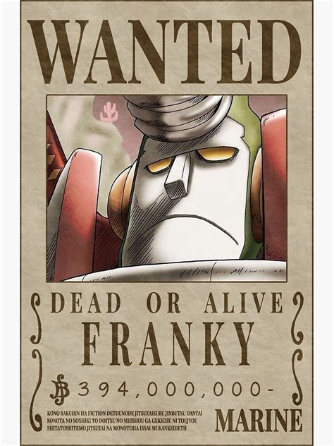 Franky Wanted Poster Post Wano Updated Bounty Poster Poster For Sale By Fruitpanda Redbubble