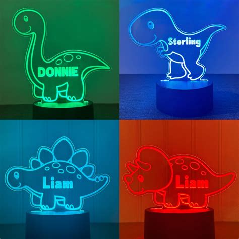 Personalized Dinosaur Night Light Custom Acrylic Kids Night Light