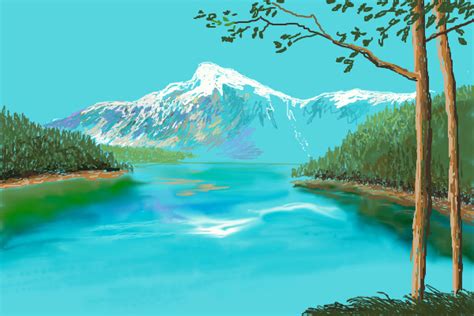 Mountain Lake ← A Landscape Speedpaint Drawing By Chr Queeky Draw