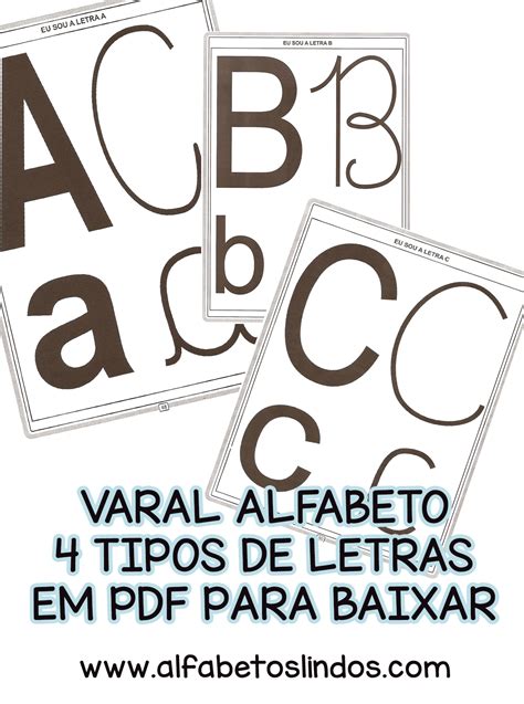 Varal AbecedÁrio 4 Quatro Tipos De Letras Para Baixar Em Pdf Completo Alfabetos Lindos