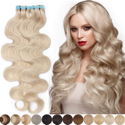 Sego Curly Blonde Tape In Real Human Hair Extensions Remy Soft Straight Hair Skin Weft Seamless