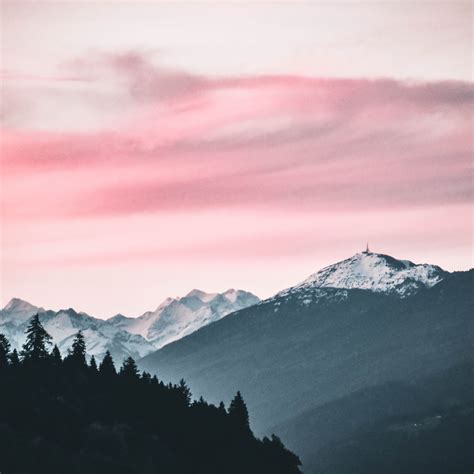 Pink Sky Nature Beauty Mountains Snow 5k Ipad Air Wallpapers Free Download