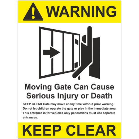 Warning Keep Clear Moving Gate Sign Electric Gate Sign Safety Signs