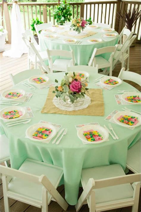 Sprinkle confetti around the table and use the dot as napkin holders and cloth diapers as a napkin. Mint And Peach Vintage Bridal Shower - Bridal Shower Ideas ...