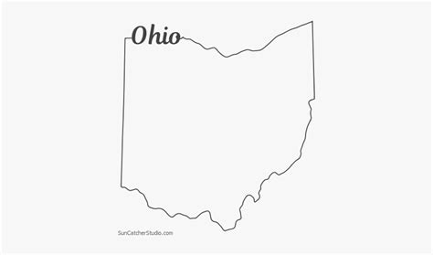 Free Ohio Outline With State Name On Border Cricut Line Art Hd Png