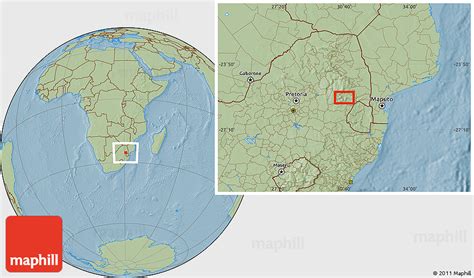 Savanna Style Location Map Of Nelspruit Hill Shading