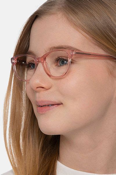 Pink Clear Horn Prescription Eyeglasses X Small Full Rim Acetate Eyewear Thinker In 2020 Pink