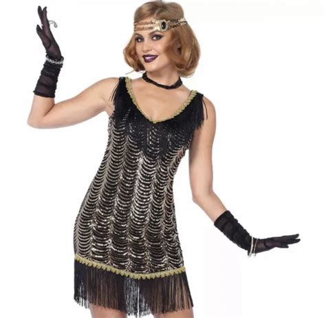 flapper costume adult sexy gatsby girl roaring 20s halloween fancy dress 35 00 picclick