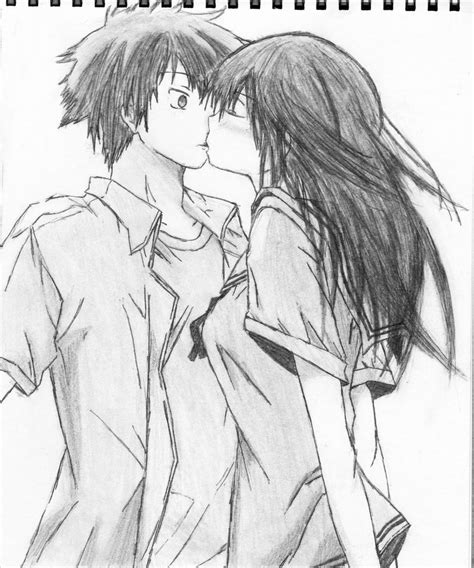 Anime Couple Kissing Drawing At Paintingvalley Com Explore Collection