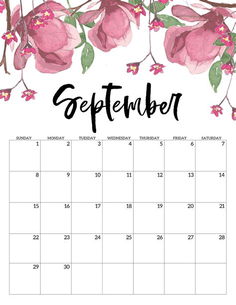 september  calendar template