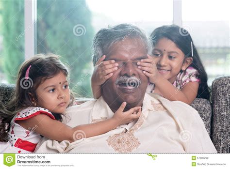 Surprise To Grandpa Stock Photo Image Of Indoors Lifestyle