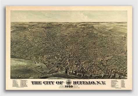 1880 Buffalo New York Vintage Old Panoramic Ny City Map 24x36 Ebay
