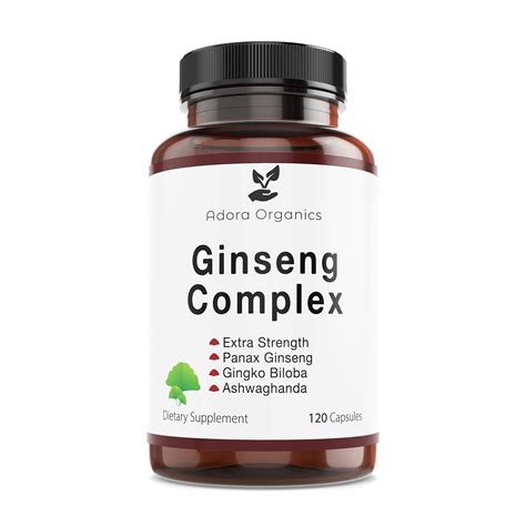 Adora Organics Ginseng Complex With Red Korean Panax Ginseng Ginkgo Biloba Ashwagandha