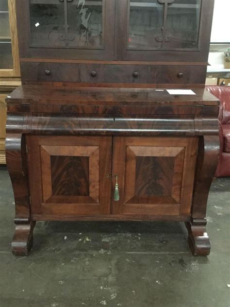 The before shot is your typical vintage secretary desk that when i found it had been in a garage for 25 years and was covered with dirt and cobwebs! Antique flame mahogany mid 1800's hutch/ secretary desk - am