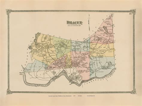 Dracut Town Massachusetts 1875 Old Town Map Reprint Middlesex Co