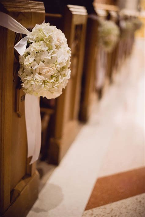 Ceremony Post How To Decorate Church White Hydrangeas And Ribbon